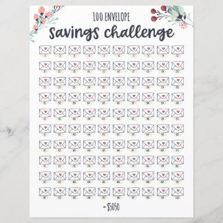 100 Envelope Money Saving Challenge Tracker