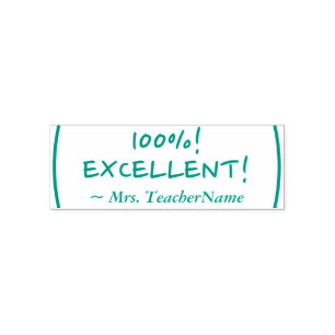 "100%! EXCELLENT!" Grading Rubber Stamp
