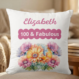100 & fabulous name gerbera flowers blue cushion