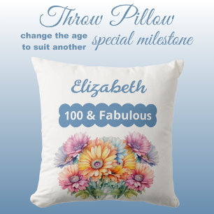 100 & fabulous name gerbera flowers blue cushion