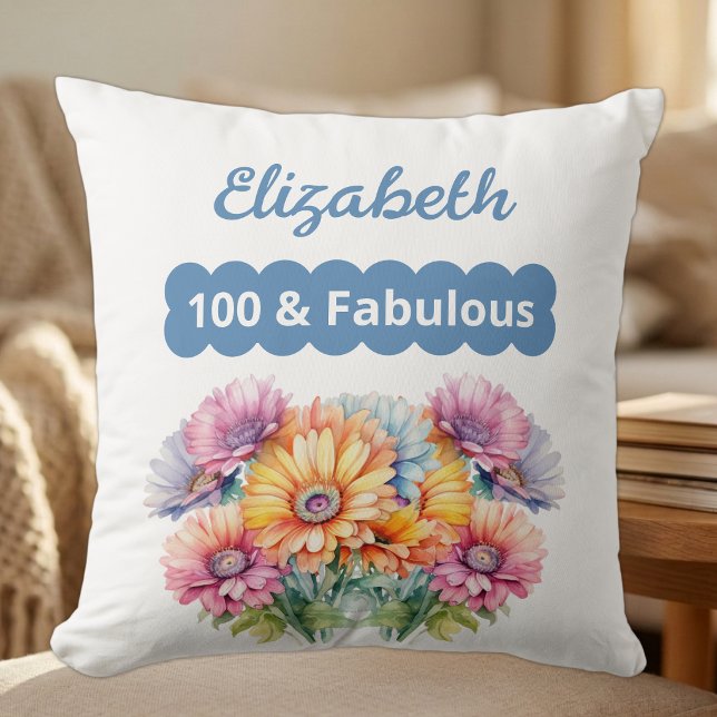 100 & fabulous name gerbera flowers pink cushion (Creator Uploaded)