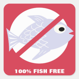 100% Fish Free Alert No Fish Symbol Personalised Square Sticker