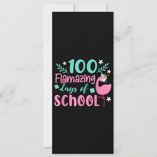 100 Flamazing Days Of School | Funny Flamingo Invitation (Front)