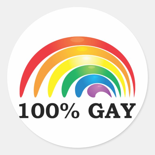 100% Gay Classic Round Sticker (Front)