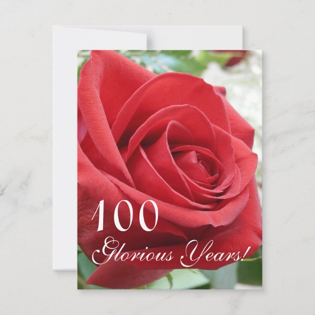 100 Glorious Years!-Birthday Celebration/Red Rose Invitation (Front)