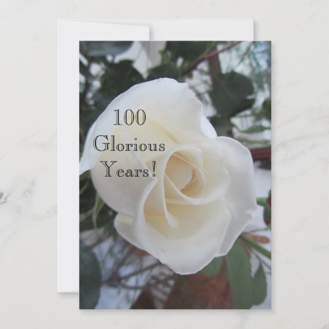 100 GloriousYears!-Birthday Celebration/White Rose Invitation (Front)