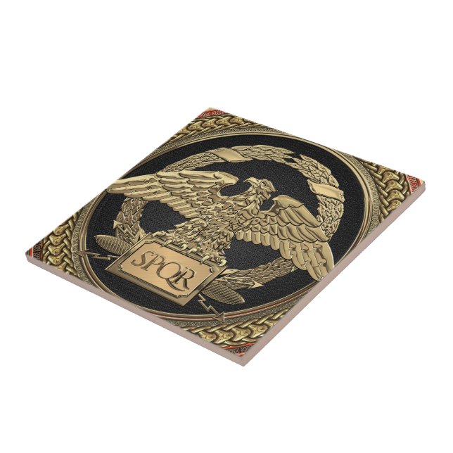 [100] Gold Roman Imperial Eagle on Gold Medallion Tile (Side)