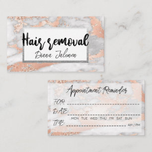 100 Hair removal Appointment Reminder Pink Marble Business Card