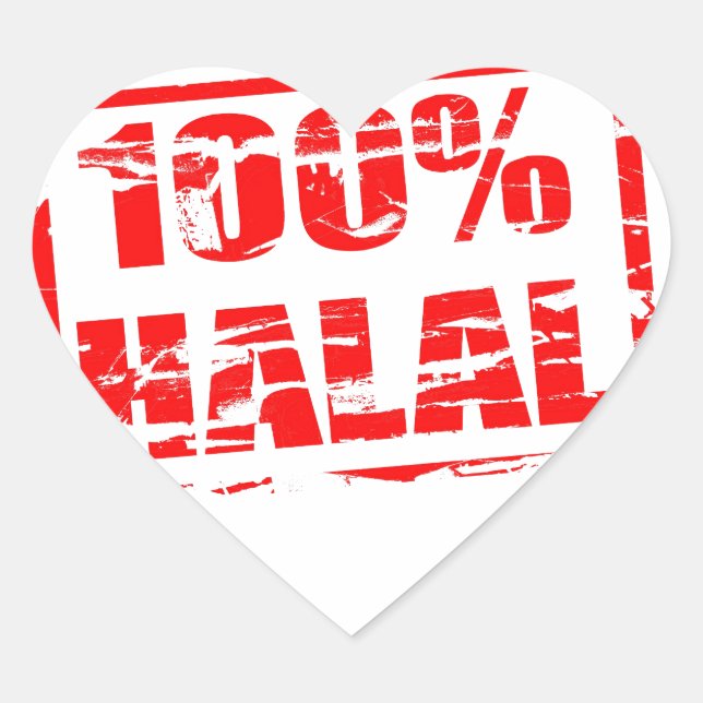 100% halal heart sticker (Front)