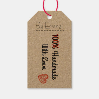 100% Handmade with Love - Vintage style gift tag