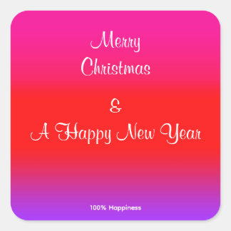100 % Happiness Festive Magenta Red Purple Ombre Square Sticker