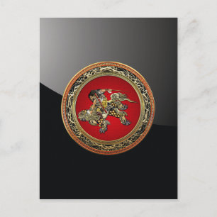 [100] Hokusai - Shoki Riding Shishi Lion Postcard