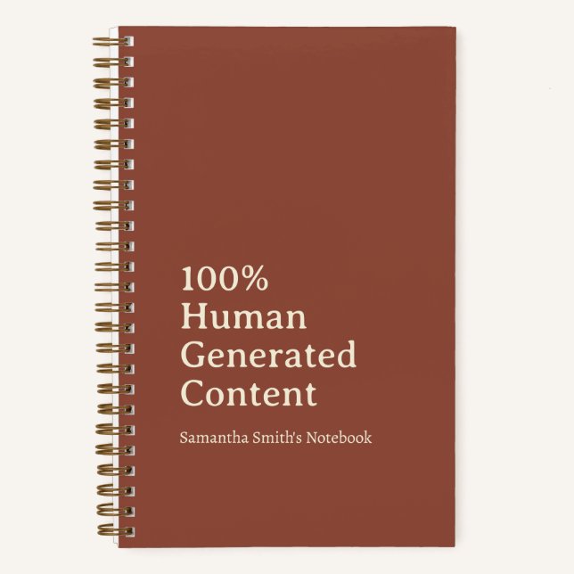 100% Human Generated Content Custom Personalised  Notebook (Front)