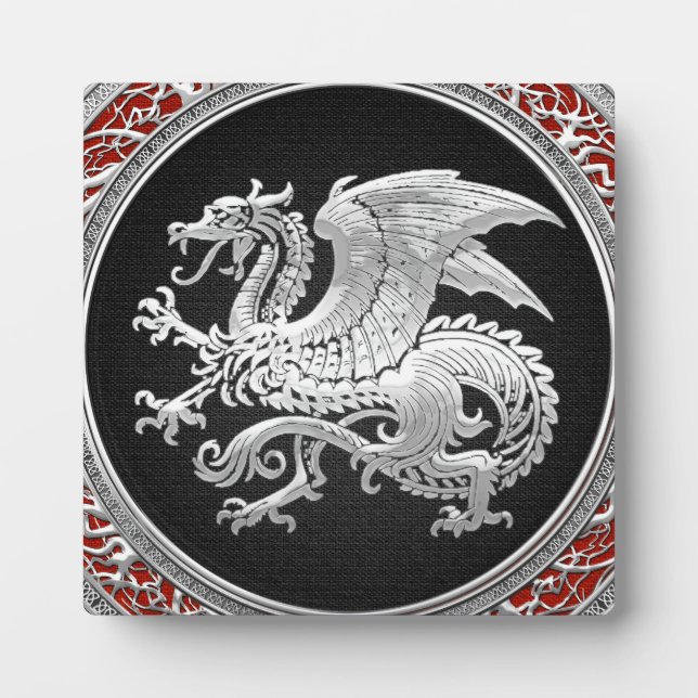 [100] Icelandic Dragon, Landvættir [Silver] Plaque (Front)