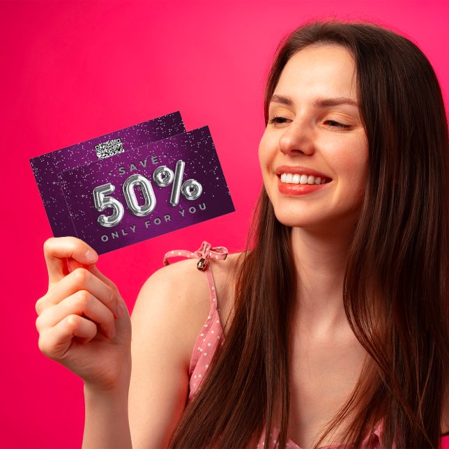 100 INSERT QRCODE 50%OFF Custom Logo Purple Silver (100 INSERT QRCODE 50%OFF Custom Logo Purple Silver)