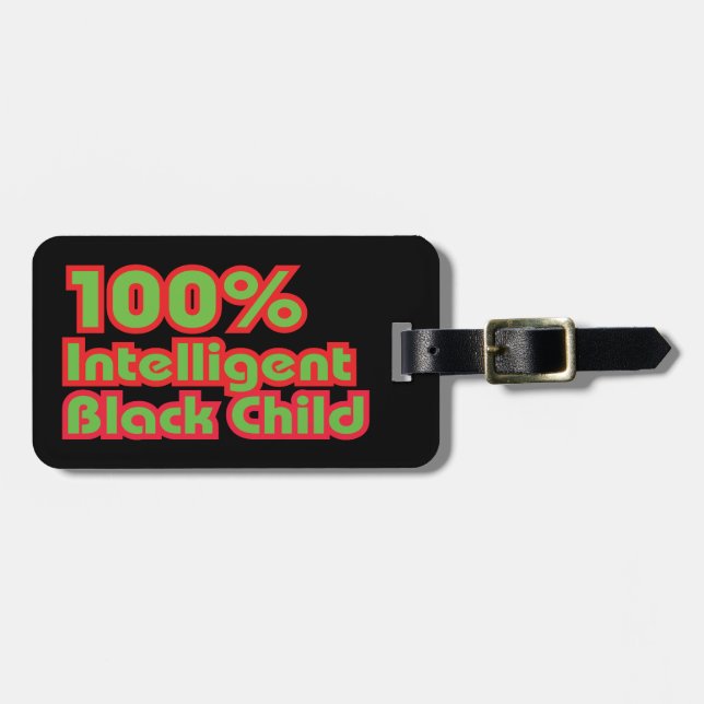 100% Intelligent Black Child Luggage Tag (Front Horizontal)
