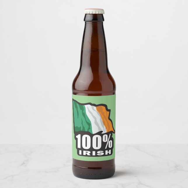 100% Irish Beer Bottle Label (Front)
