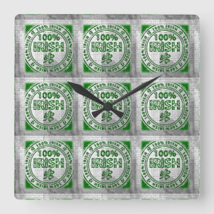 100% Irish Graffiti Wall Square Wall Clock