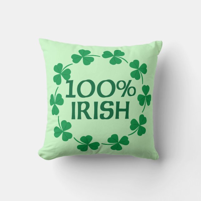 100% Irish Shamrocks Cushion (Front)