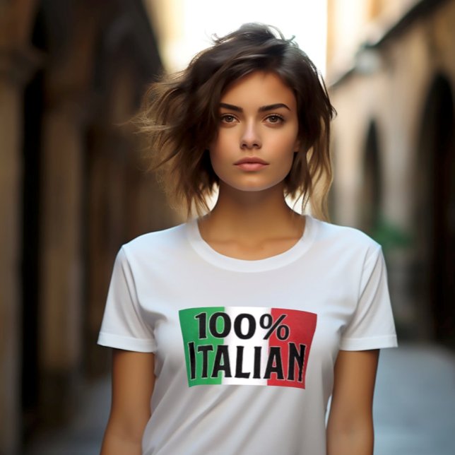 100% Italian Pride Tri-Blend Shirt (100% Italian womens White T-shirt for Italian heritage pride and festival outfit)