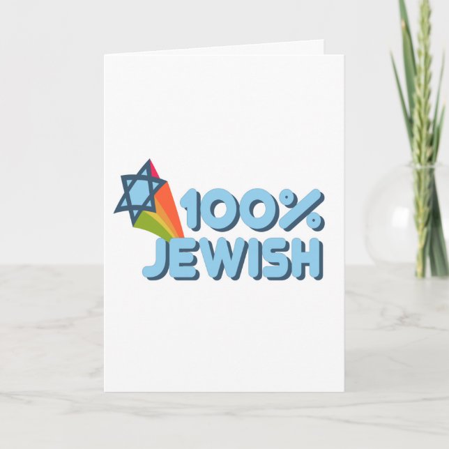 100% JEWISH + Magen David greeting card (Front)