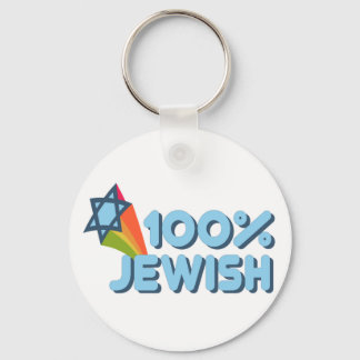 100% JEWISH + Magen David Key Ring