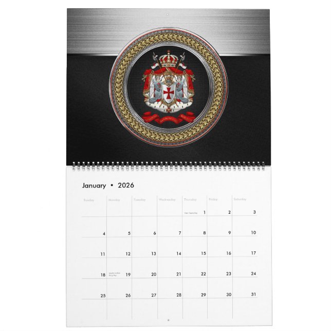 [100] Knights Templar Coat of Arms Calendar (Jan 2026)