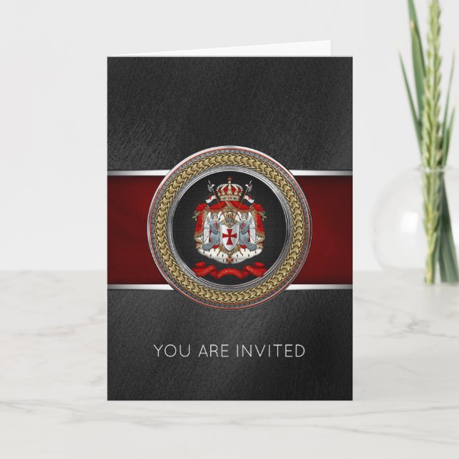 [100] Knights Templar Coat of Arms Invitation (Front)