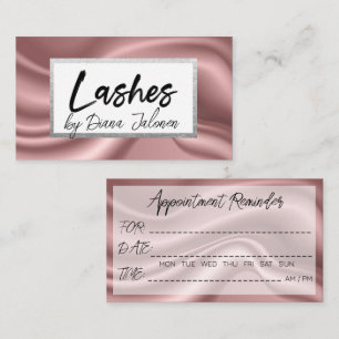 100 Lashes Appointment Reminder Rose Marble Business Card