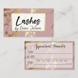 100 Lashes Appointment Reminder Rose Marble Business Card