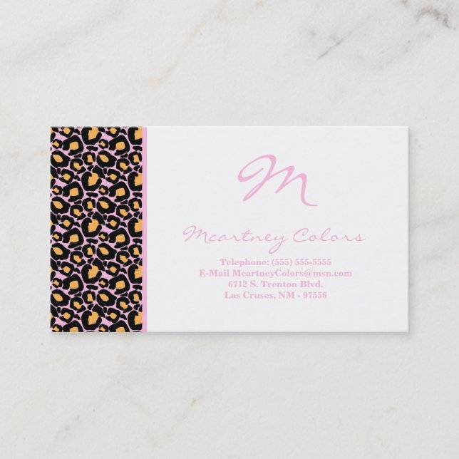 100 Light Pink Cheetah Print Business Card (Front)