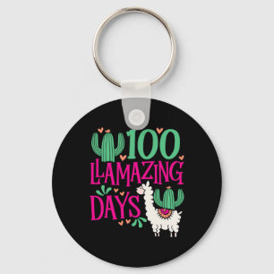 100 Llamazing Days Of School - Cute Girls And Teac Key Ring