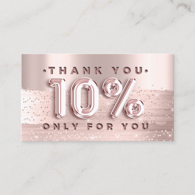 100 Logo QRCODE 10%OFF Code Rose Glitter Strokes Business Card (Front)