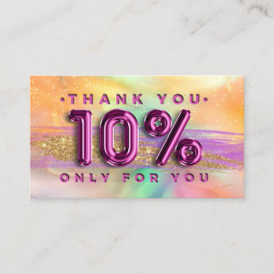 100  Logo QRCODE 10%OFF Thank Pink Holographic Business Card