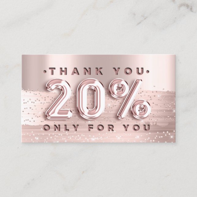 100 Logo QRCODE 20%OFF Code Rose Glitter Strokes Business Card (Front)