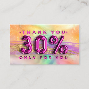 100  Logo QRCODE 30%OFF Thank Pinky Holographic Business Card