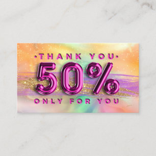 100  Logo QRCODE 50%OFF Thank Pinky Holographic Business Card