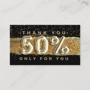 100  Logo QRCODE 50%OFF Thank You Black Gold Business Card