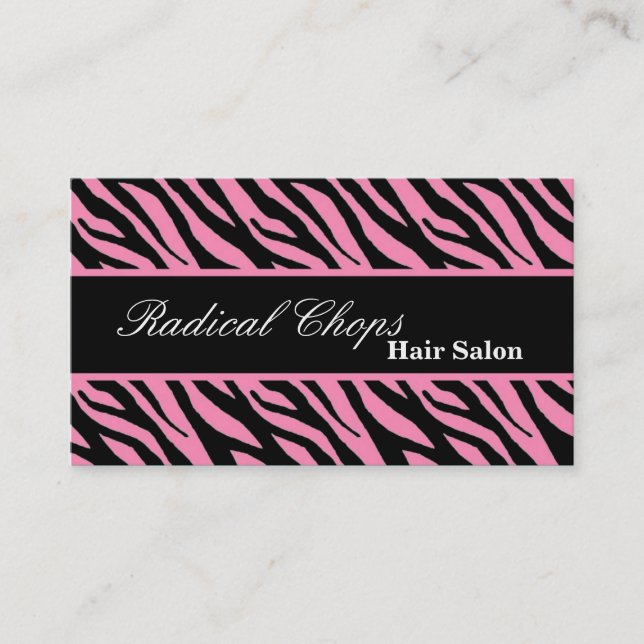 100 LtPink Black Zebra Print Pattern Business Card (Front)
