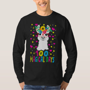 100 Magical Days  Llama Girl Happy 100th Day Of Sc T-Shirt