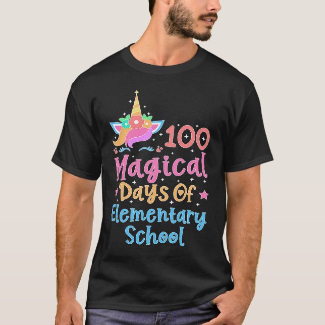 100 Magical Days of ElementarySchool Unicorn Teach T-Shirt (Front)