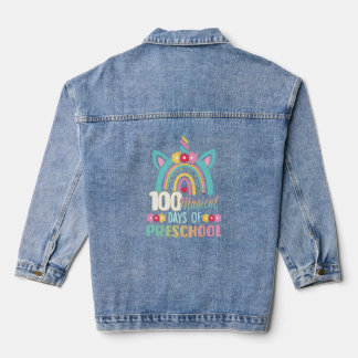 100 Magical Days Of Preschool 100th Day Rainbow Un Denim Jacket