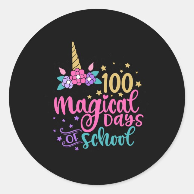 100 Magical Days Of School  Classic Round Sticker (Front)