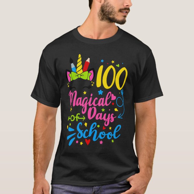 100 magical days of school Girls Kids 100 Days of  T-Shirt (Front)