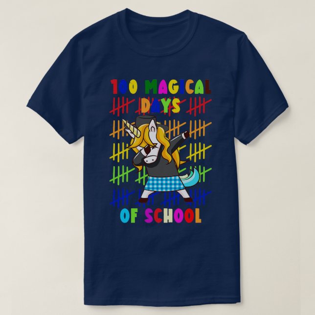 100 Magical Days Of School Unicorn 18 T-Shirt (Design Front)