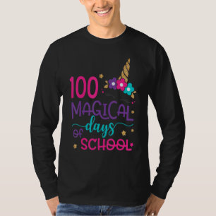 100 Magical Days Of School Unicorn Face Teacher St T-Shirt