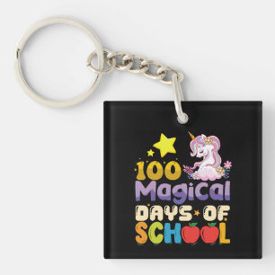 100 Magical Days Of School Unicorn Teacher Key Ring