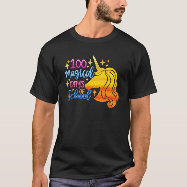 100 Magical Days School Unicorn Girl Teacher T-Shirt (Front)
