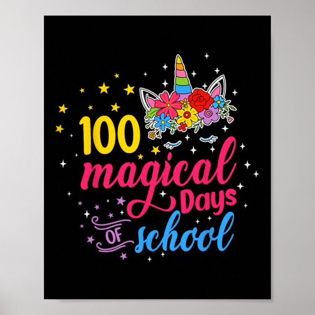 100 Magical Days Unicorn Kids Costume 100th Day Of Poster (Front)