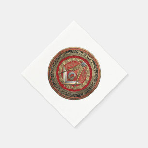 [100] Master Mason - Gold Square & Compasses Napkin